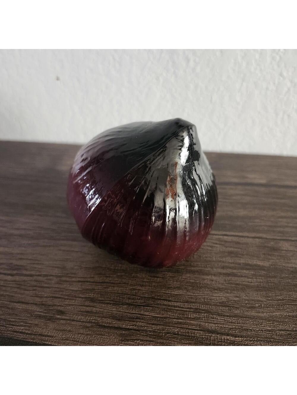 Vintage Purple Art Glass Onion Garlic Figurine Ribbed Hand Blown Vegetable Decor